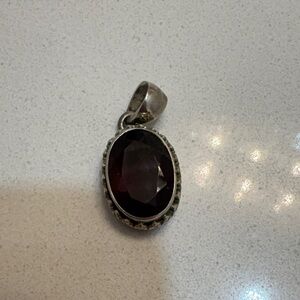 Elegant Silver and Dark Garnet Pendant
